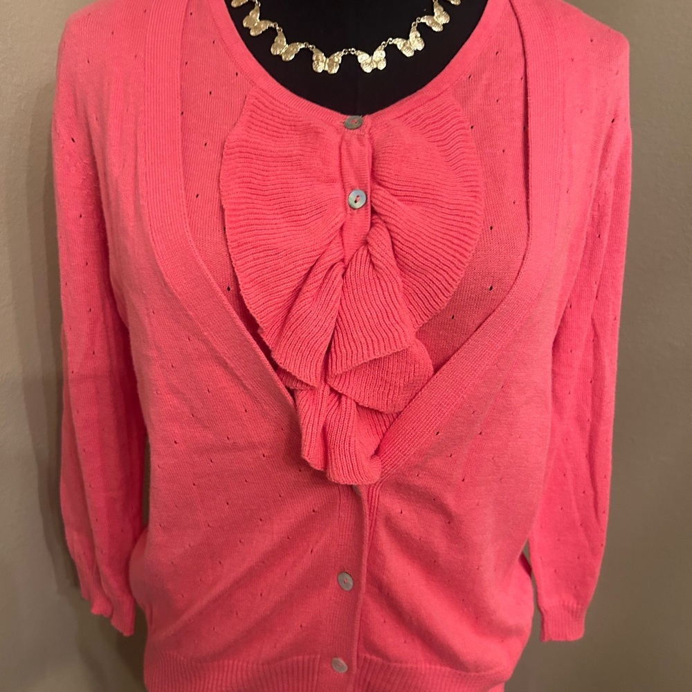 Joseph Pink Ruffle Front Cardigan